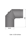 Termatech 11-252  bøjning sort Ø: 125 mm 2x45° kort m/renselem
