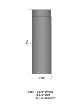 Termatech 13-131 røgrør Ø: 130 mm L: 500 mm lysgrå