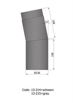 Termatech 13-214 røgrør Ø: 130 mm med bøjning 11° kort sort