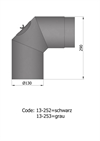 Termatech 13-252 røgrør Ø: 130 mm 2x45 ° bøjning m/dør sort