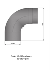 Termatech 13-282 røgrør Ø: 130 mm fullformbøjning 45° m/dør sort