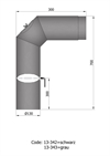 Røgrør Ø: 130 mm bøjning 2x45° med dør og spjæld i sort stål