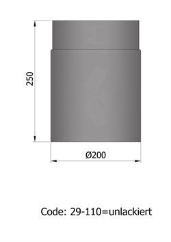 Røgrør Ø: 200 mm L: 250 mm<br /><h6>ulakeret</h6>
