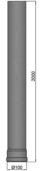 Røgrør Ø 100 mm L: 2000 mm