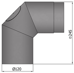 Bøjning Ø: 120 mm 2x45°<br /><h6>m/renselem</h6>