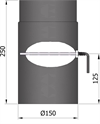 Termatech 15-120 røgrør lige <b>Røgrør Ø :150 mm L: 250 mm m/spjæld sort