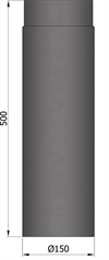 Termatec 15-130 lige røgrør Ø :150 mm L: 500 mm, sort
