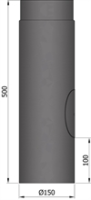 Termatech 15-132 lige røgrør Ø :150 mm L: 500 mm m/renselem sort