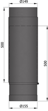 Termatech 15-134 røgrør Ø :150 mm L: 500 mm teleskop sort