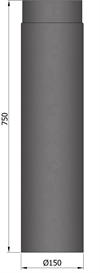 Termatech 15-160 lige røgrør Ø :150 mm L: 750 mm, sort