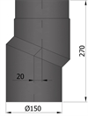 Termatec 15-202 røgrør Ø: 150 mm forskyder 20 mm i sort lakkeret stål
