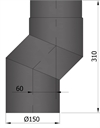 Termatec 15-206 røgrør Ø: 150 mm forskyder 60 mm i sort lakkeret stål