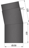 Termatech 15-214 røgrør bøjning Ø: 150 mm 11° sort