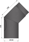 Termatech 15-242 røgrør Ø: 150 mm med 45° bøjning og dør i sort stål
