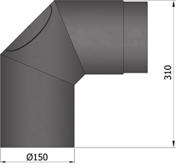 Termatech 15-252 røgrør Ø: 150 mm med 2x45° bøjning  og dør, sort
