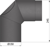 Termatech 15-254 røgrør Ø: 150 mm med 2x45° bøjning i sort lakkeret stål
