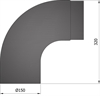 Termatech 15-280 røgrør Ø: 150 mm med 90° fullformbøjning i sort lakkeret stål