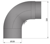 Termatech 15-282 røgrør Ø: 150 mm med  90° fullformbøjning og dør i sort lakkeret stål