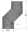 Termatec 15-294 røgrør Ø: 150 mm forskyder 100 mm i sort lakkeret stål