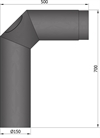 TermaTech 15-330 røgrør Ø: 150 mm med 2x45° bøjning og dør i sort lakkeret stål