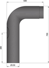 Termatech 15-350 røgrør Ø: 150 mm med 45° fullformbøjning og dør i sort stål