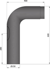 Termatech 15-360 røgrør Ø: 150 mm med  45° fullformbøjning og dør i sort lakkeret stål