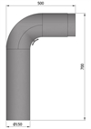 Termatech 15-370 røgrør Ø: 150 mm med 90° fullformbøjning m/dør i sort stål