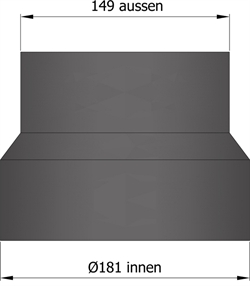 Reduktion Ø: 180 - 150 mm røgrør<br /><h6>grå</h6>