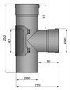 T-sektion F/F Ø:80 mm m. dør L: 250 mm