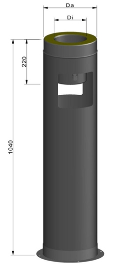Dele for montering af stålskorstene,<br />Produkt:<br />Gulvkonsol Inkl. sodpotte/renselem, (Anvendes som alternativ til vægkonsol), Ø 150 mm